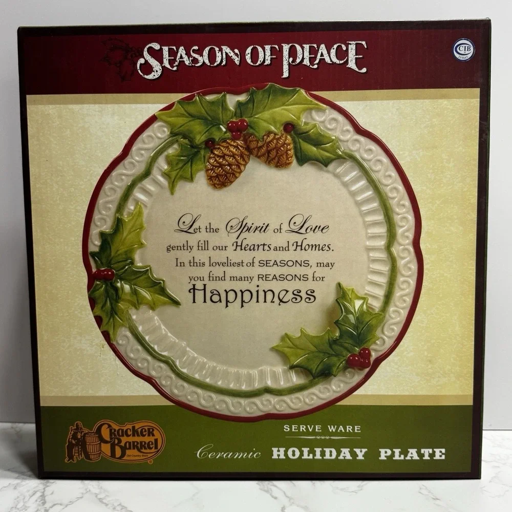 CRACKER BARREL Christmas Ceramic Serving Decorative Plate SEASON of PEACE 11